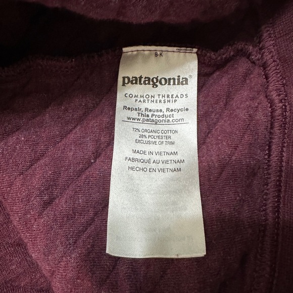 Patagonia Womens M Quilted Snap-T Pullover Jacket Organic Cotton Blend Burgundy - Picture 6 of 11